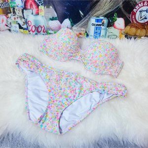 Victoria's Secret Confetti Bandeau Cheeky Bikini 34C